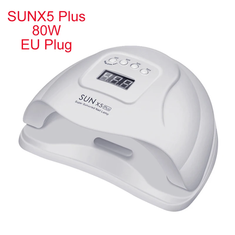 White EU Plug 80 Вт Светодиодный УФ-лампы для ногтей 36 светодиодный s для ногтей сушилка для рук УФ-гель для ногтей с Сенсор таймер ЖК-дисплей Дисплей 30/60/90s SUNX5 плюс - Цвет: White EU Plug