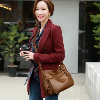 

2020 New Style Middle-aged WOMEN'S Bag Mommy Bag Multilayer Bag Crossbody Bag Soft Leather Large Capacity Bag