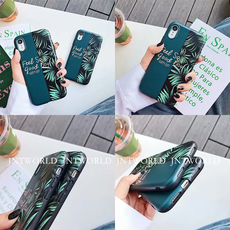 

Summer Green Leaf Phone Case Cover Glossy TPU Shockproof For Iphone 6 6s Plus 8 7 Plus X XR XS MAX 11 Pro Max Fashion Design