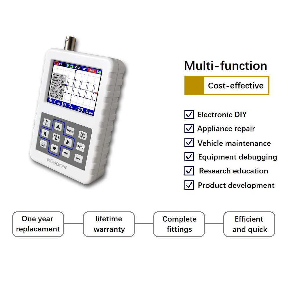 

KKmoon 2031H Digital Oscilloscope Mini Palm Size Oscilloscope with 30M Bandwidth 200MS/s Sampling Rate with P6100 Probe