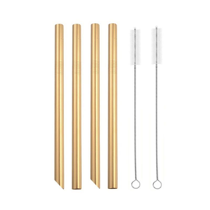 4pcs-gold 4 шт Экстра широкие 12 мм соломинки многоразовые из нержавеющей стали соломинки с чистящей щеткой Yerba mate Пузырьковые чайные соломинки для напитков - Цвет: 4pcs-gold