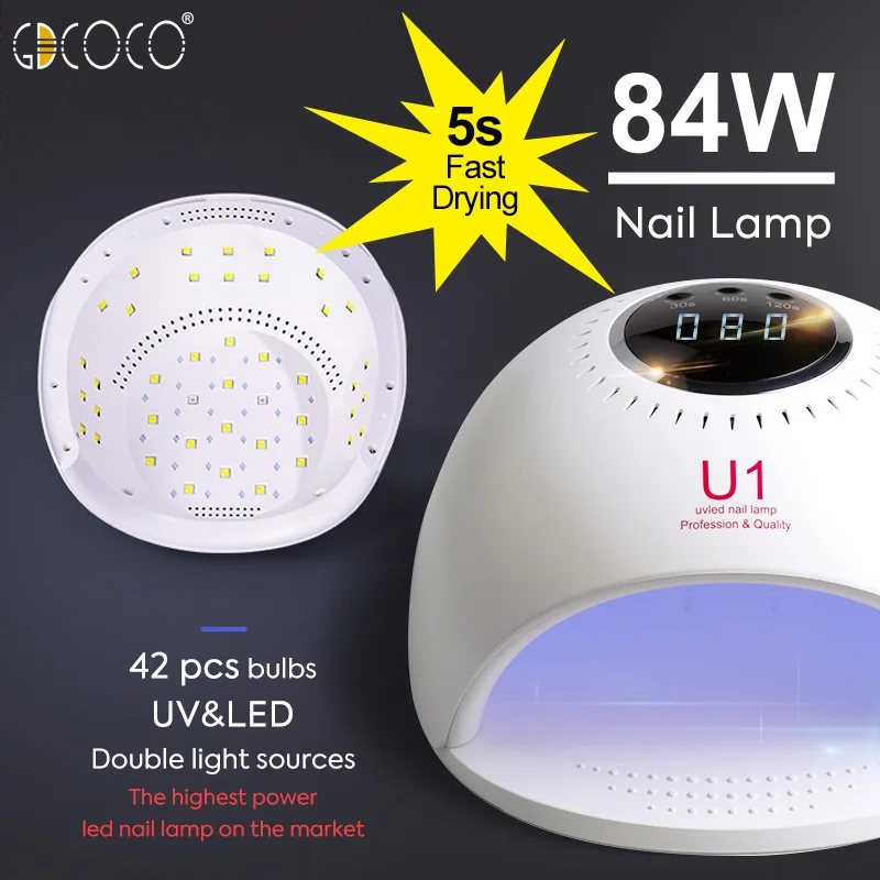

84W Nail Lamp Fast Dry Nail Gel Polish High Quality EU Standard for UV LED Nail Lacquer Dryer Nail Salon Used Timer Nail Lamp