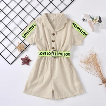 

Kids Clothes New Summer Causal Toddler Letter Print Single Buttons Romper Bodysuit Jumpsuit Outfits Shorts