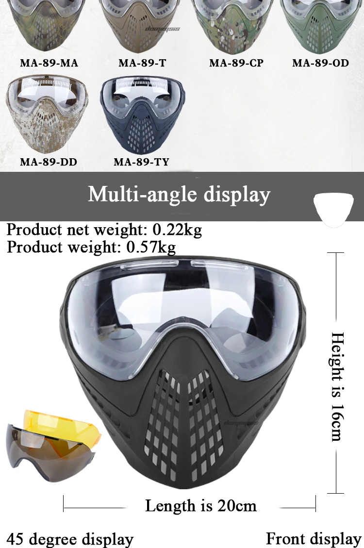 Камуфляжная тактическая маска страйкбол Пейнтбол Стрельба боевые маски охотничьи защитные очки полная маска для лица с 3 объективами