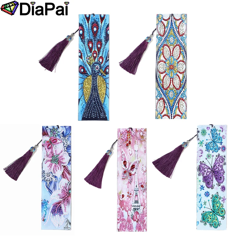 DIAPAI 5D DIY алмазная живопись кожаная Закладка с кисточкой книжные знаки