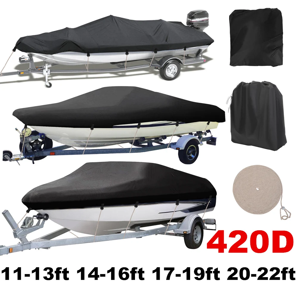 Prezzo 420D Trasportabile Barca Copertura Impermeabile Pioggia di Pesce Da Sci V Hull Sunproof UV Protezione A Prova di Acqua Nastri Motoscafo di Ormeggio coperture D40