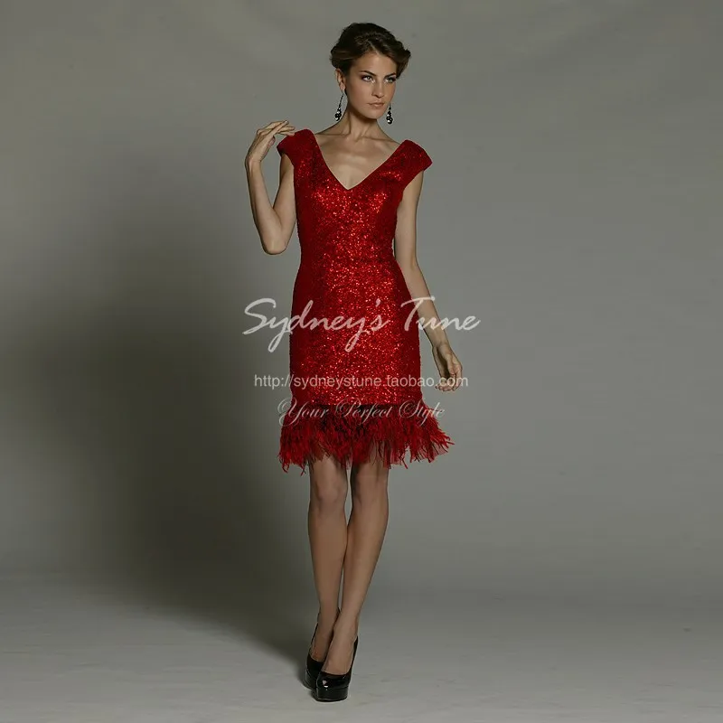 ; robe de soiree Новая мода Дешевые vestido de festa Короткие перья платье на выпускной Коктейльные Вечерние платья