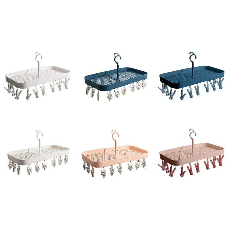Clothes Drying Rack 18 Clips Pegs Laundry Socks Washing Clothes Airer Dryer Rack Hanging Hanger