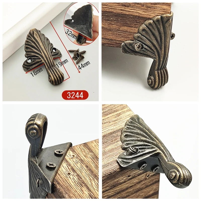 Antique Corner Protector Jewelry Chest Box Wooden Case Decorative Feet Leg Corner Protector DIY Craft 4PCS