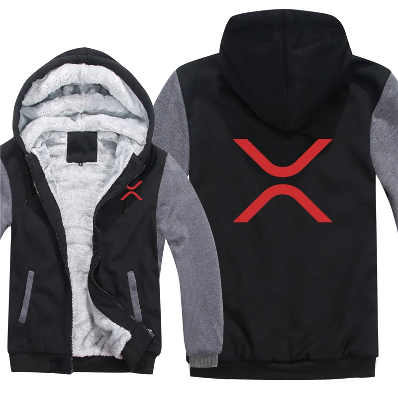 XRP (Ripple) Hoodies Men Cool Winter Thicken Wool Liner Cryptocurrency Crypto Sweatshirts Pullover 3