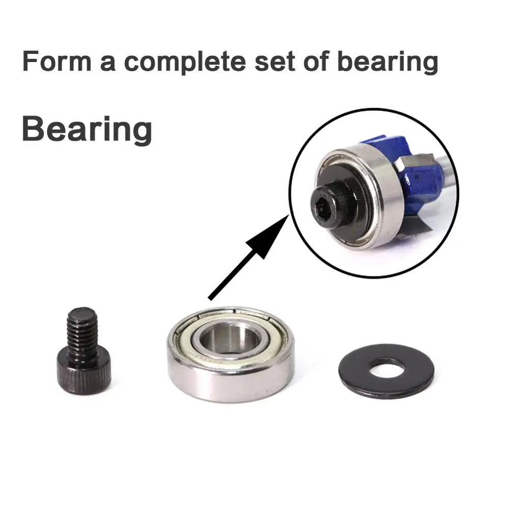 Bearing 1 шт. 6 мм хвостовик Высокое качество деревообрабатывающий фреза R1mm R2mm R3mm нож для обрезки кромки триммер 4 зуба деревообрабатывающий фреза - Длина режущей кромки: Bearing