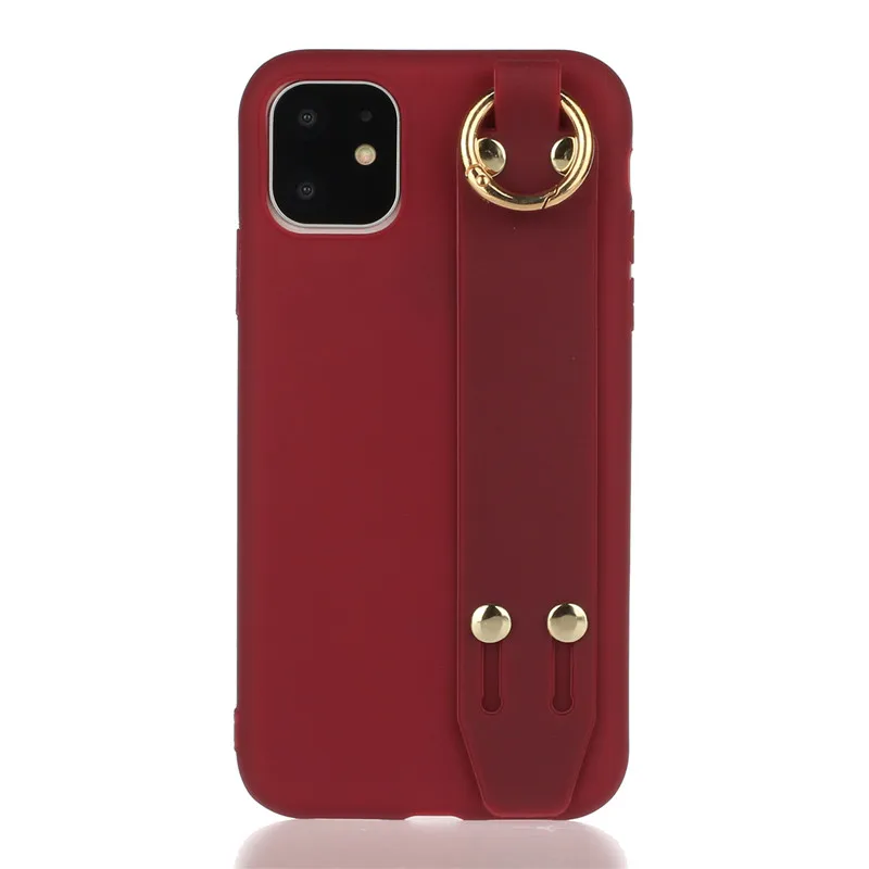 F Чехол для телефона с ремешком на запястье для iphone 11 11Pro Max XS Max XR, чехол конфетного цвета чехол для iphone 8 7 Plus X 6 6 S, чехол с браслетом - Color: F