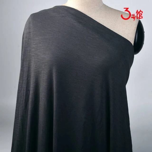 Smokey Gray Slubbed Tissue Jersey Knit Fabric