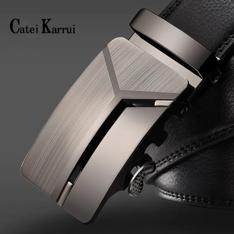 

Catei Karrui Men's Business Lengthened Belts, Fashion Men casual Automatic Buckle Minimalist Design Leather Belt Coffee Belts
