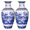 Jingdezhen Ceramics Blue And White Landscape Pattern Vase Ornaments Chinese Living Room Wine Cabinet Antique Eggshell Vase 1