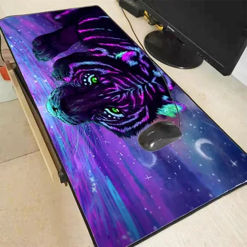 

Mairuige Purple Tiger Animal Large Gaming Mouse Pad Natural Rubber PC Computer Gamer Mousepad Desk Mat Locking Edge for CSGO LOL