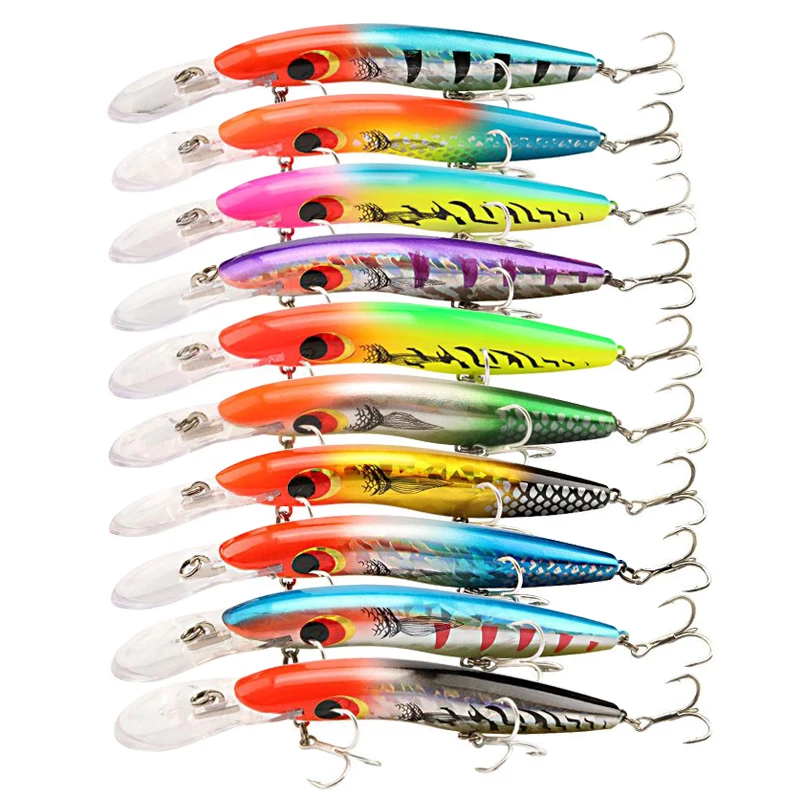 

10PCS Hard Plastic Minnow Fishing Lure 25g/16cm Big Crankbait Artificial Bait Peche Bass Trolling Pike Carp lures Accessories