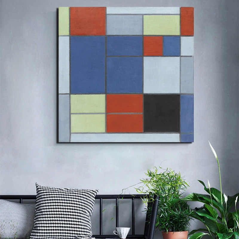 Цветная клетчатая Картина на холсте Piet Cornelies Mondrian постеры принты Мраморная