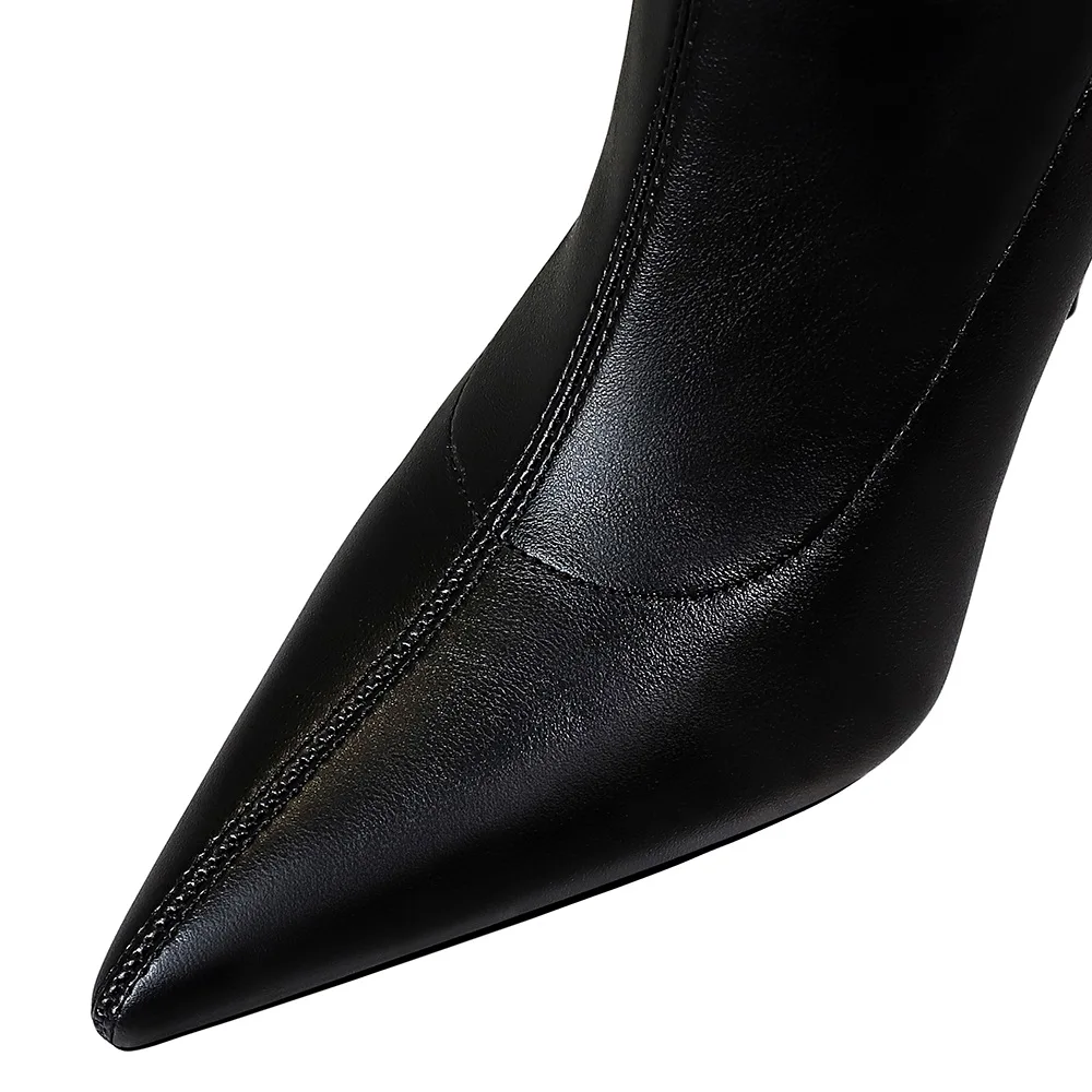 BIGTREE Sexy Stretch Over the Knee Boots Womens Extreme Thigh High Heels Boots Pointed Toe Party Winter Boots Black size 34-43