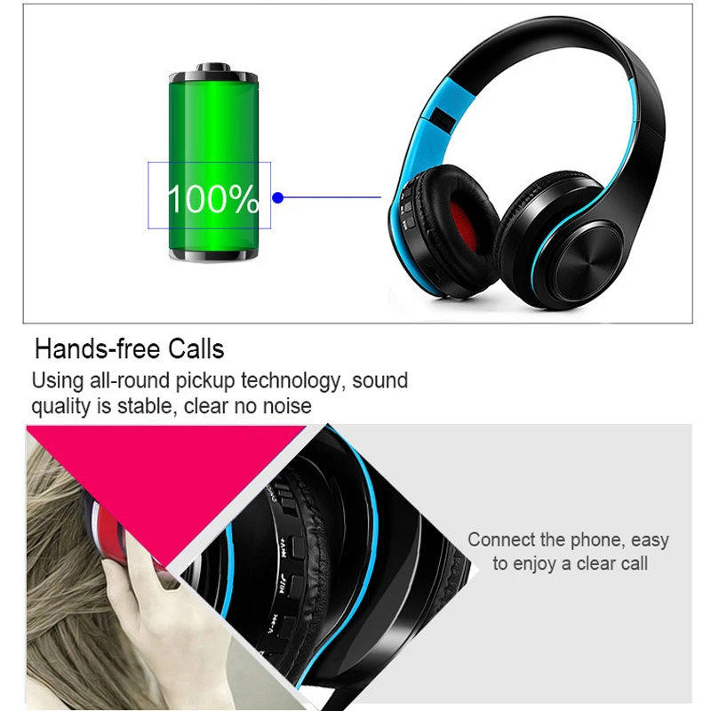 New Arrival Earphone Wireless Bluetooth Headphone Stereo Headset Music Head Over Headphones Earphone with Mic for PC Phones TV