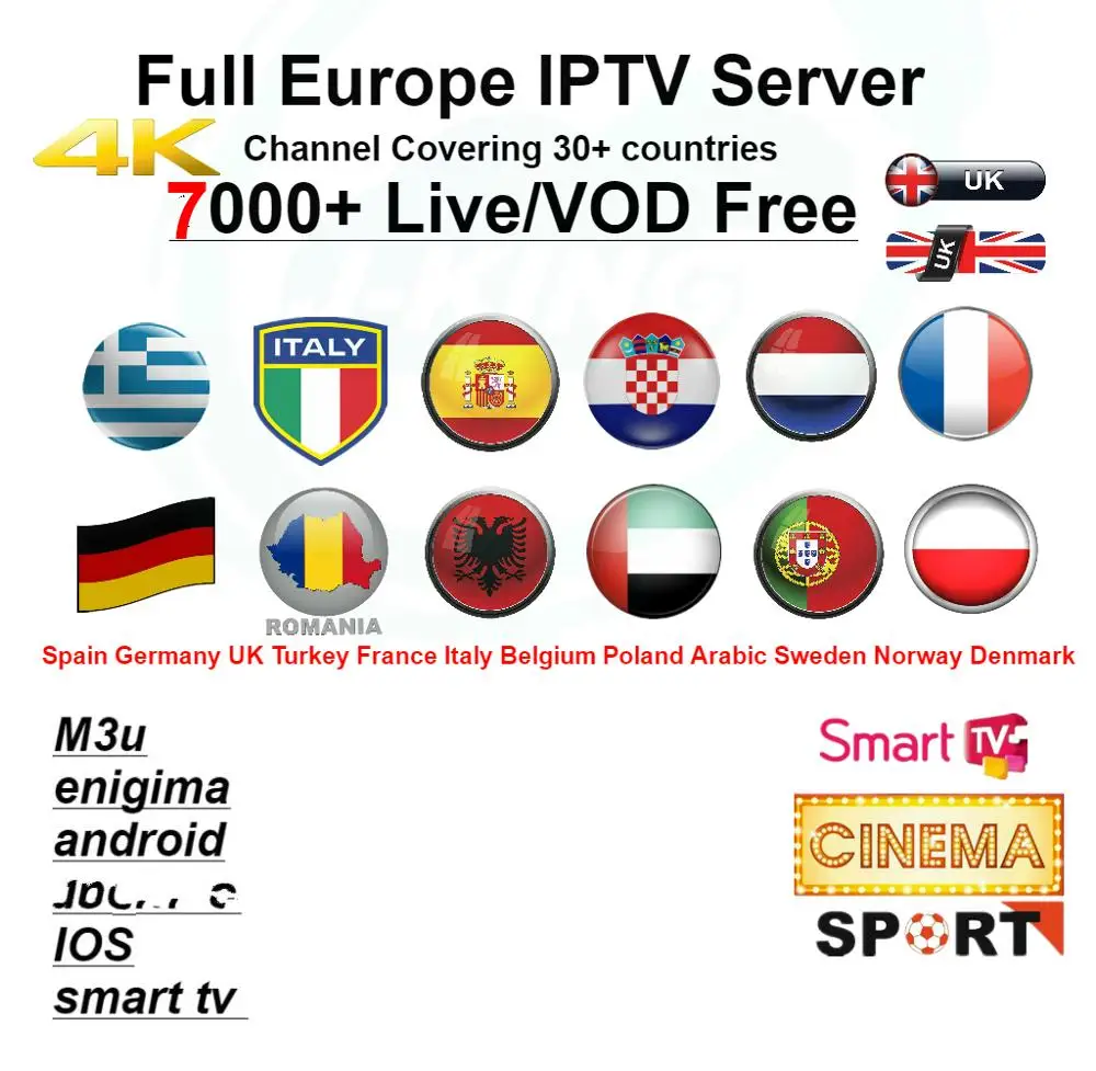 

Europa 7000+ IPTV Abonnement Frankrijk UK Duits Arabisch Nederlandse Zweden Franse Spanish Portugal HOTXXX Smart TV IPTV M3U