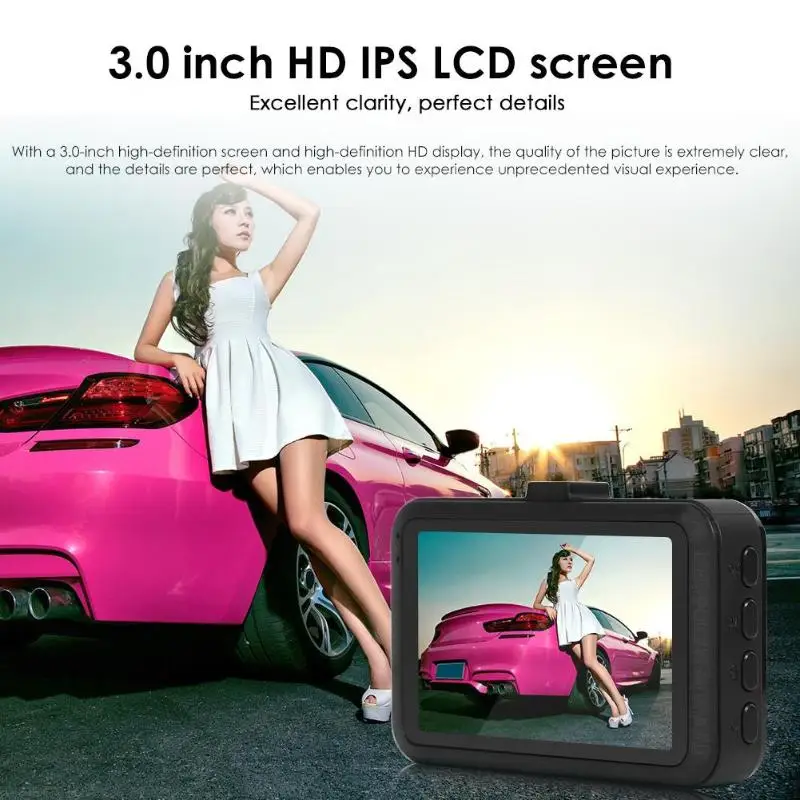 SE019B Full HD 1080p Высокое разрешение ips экран Автомобильный видеорегистратор Камера ночного видения парковочный монитор приборная панель камера присоска кронштейн