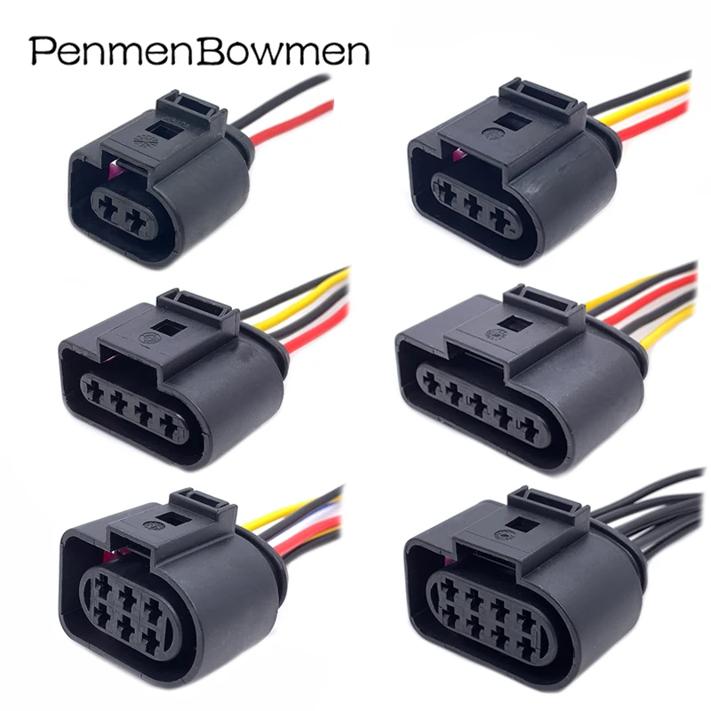 1 Set 2 3 4 5 6 8 10 Pin 3.5 mm Auto Ignition Coil Waterproof Connector Female Car Horn Sensor Plug With Cable 1J0973722 For VW