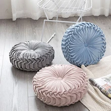 

European Style Sofa Pillow Throw Luxury Velvet Cushion Pleated Fabric Home Round Wheel Pumpkin Seate Soft Cushion