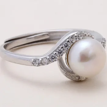 

Fashionable Love Natural Freshwater Pearl Ring S925 Sterling Silver Micro-Set Living Open Ring Ring Lady Jewelry