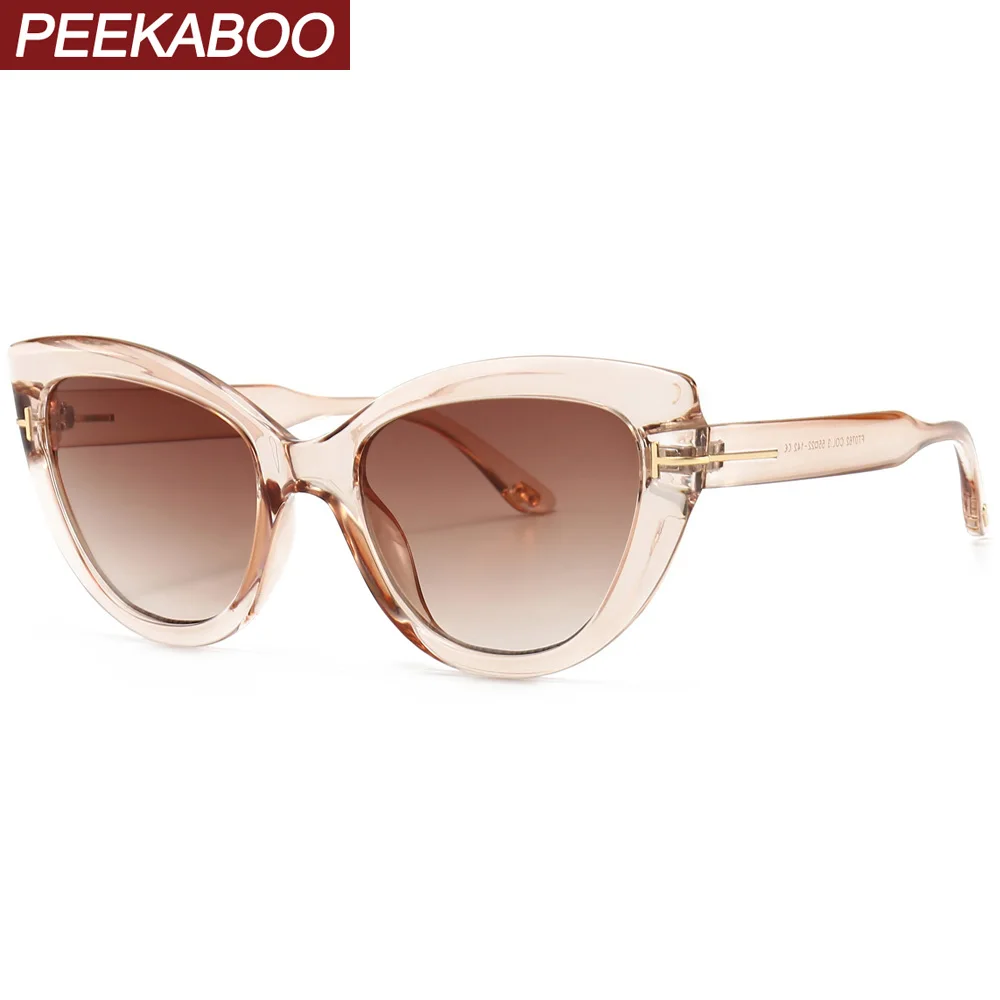 Женские солнцезащитные очки кошачий глаз Peekaboo коричневые черные в стиле ретро