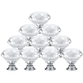 

10Pcs 30mm Diamond Shape Design Crystal Glass Knobs Cupboard Pulls Drawer Knobs Kitchen Cabinet Handles Furniture Handle