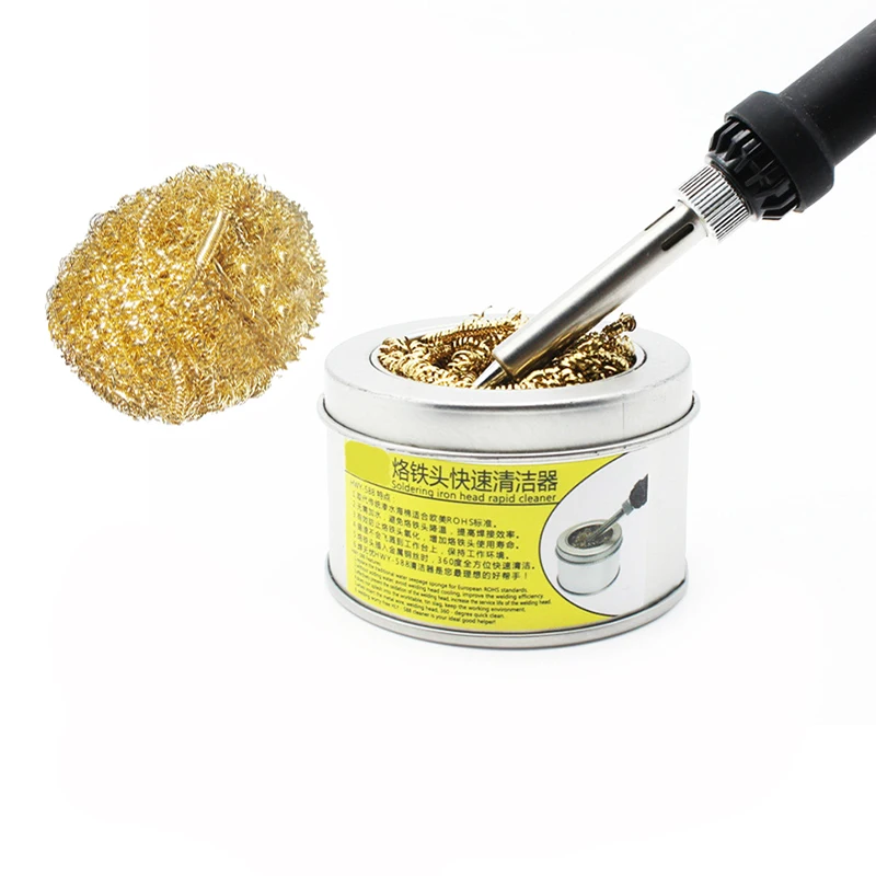 Cleaning Ball Desoldering Soldering Solder Iron Mesh Filter Cleaning Nozzle Tip Copper Metal Wire Cleaner Ball Metal Dross Box C