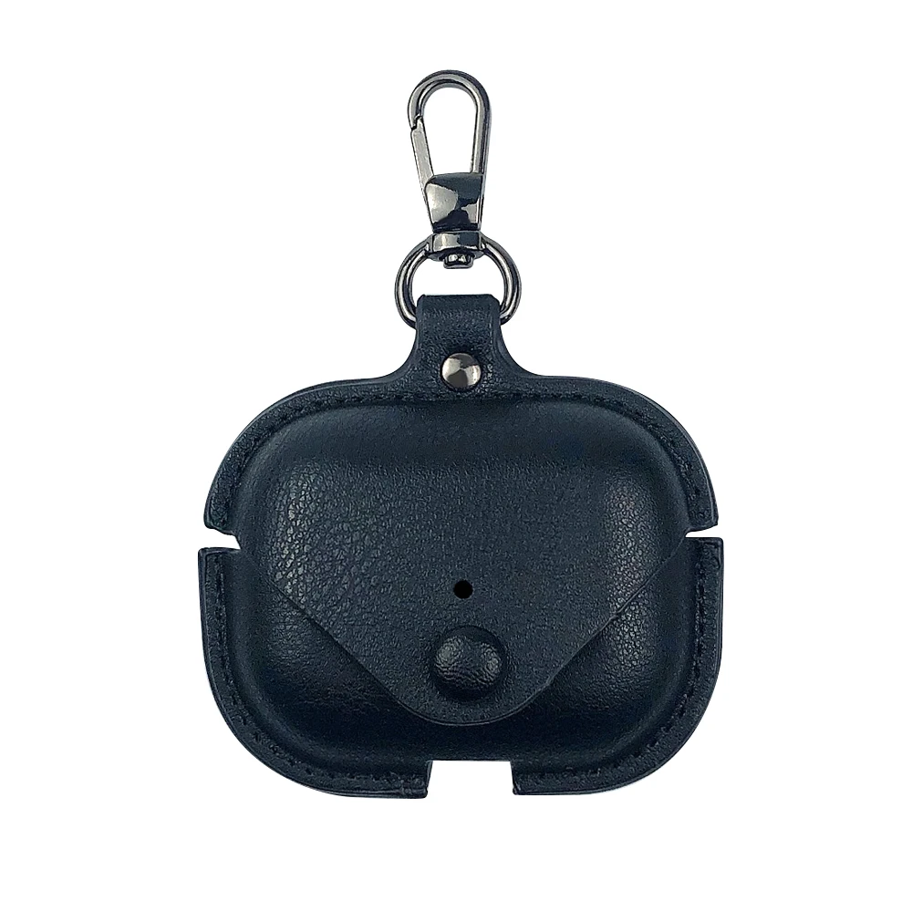 Black Кожаный чехол для Apple AirPods Pro, зарядное устройство для наушников, аксессуары, сумка, ключевой ремень с кнопками, чехол для наушников AirPods Pro - Цвет: Black