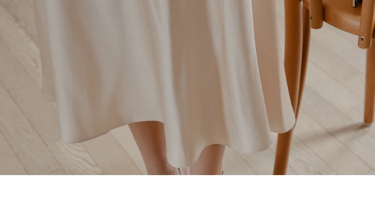 Элегантная атласная юбка с высокой талией, Женская Повседневная Юбка-миди трапециевидной формы, шелковая тонкая летняя Осенняя юбка