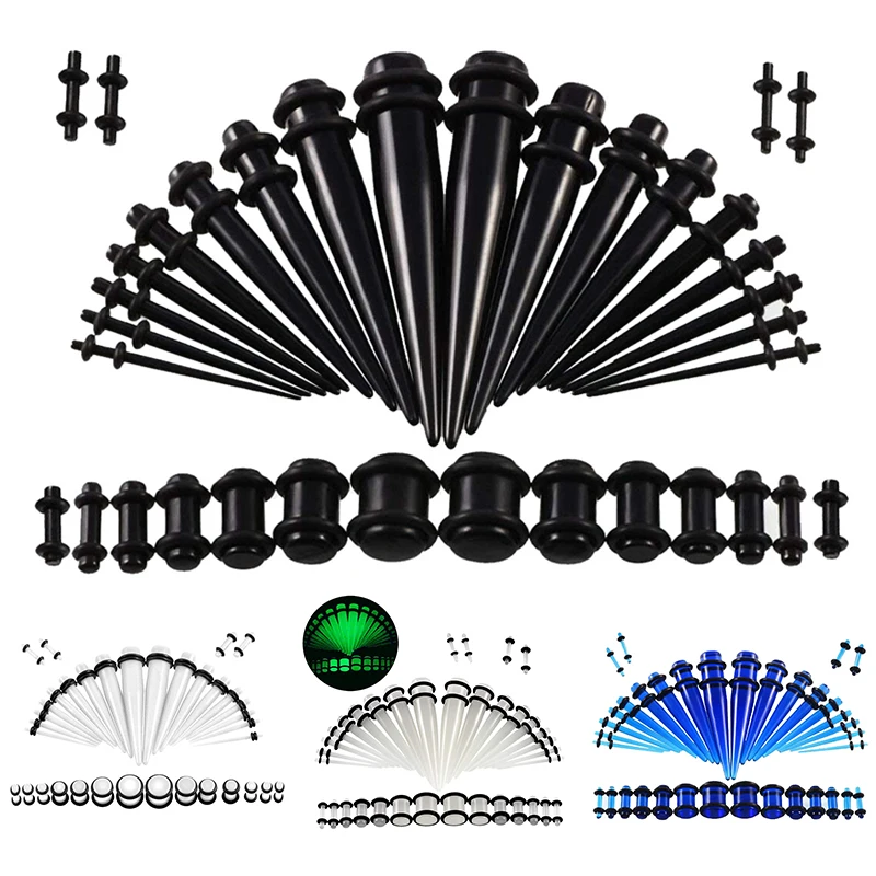 Hot New 36pcs/lot Acrylic Ear Gauge Taper and Plug Stretching Kits Ear Flesh Tunnel Expansion Body Piercing Jewelry 14G-00G
