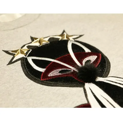 Dressnow женское весенне-осеннее серое тяжелое вышитое тонкое кошачье женское худи с длинным рукавом Высококачественная блузка с капюшоном