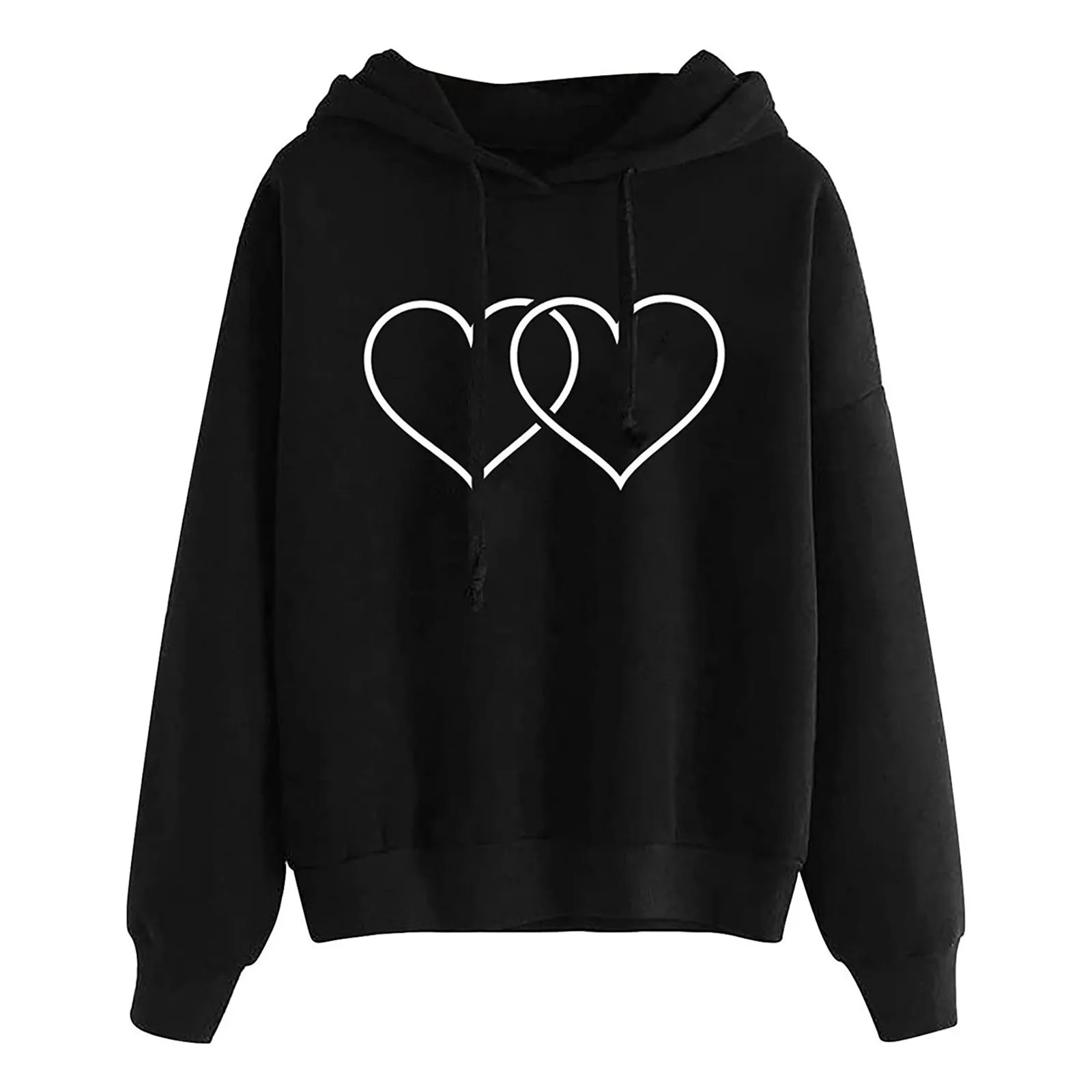 Plus Size Women Hoodies Sweatshirt Fashion Love Heart Print Long Sleeve Pullover Tops Female Sweatshirt Sudaderas Con Capucha 2
