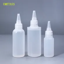 UMETASS – bouteilles de colle en plastique PE vide de 30ML,60ML,100ML, avec couvercles à vis, à presser, compte-gouttes d'huile d'encre liquide, 10 pièces/lot