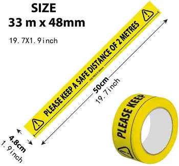 

1/2/4/6/12Roll 4.8cm*25m Safety Tape Apart Social Safe Distancing Floor Tape Adhesive Warning Tape Keep Distancing Floor Tape