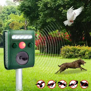 

Garden Smart Ultrasonic PIR Motion Sensor Solar Animal Dispeller Strong IP44 Flashlight Dog Repeller for Outdoor Night Lights