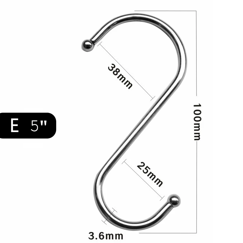 E (10cm) XZJJA 2-8 шт Металлические форменные крючки для кухни, аксессуары для ванной комнаты, подвесные стеллажи для хранения, вешалка для ключей, органайзер для мелочей, крючки для мясника - Цвет: E (10cm)
