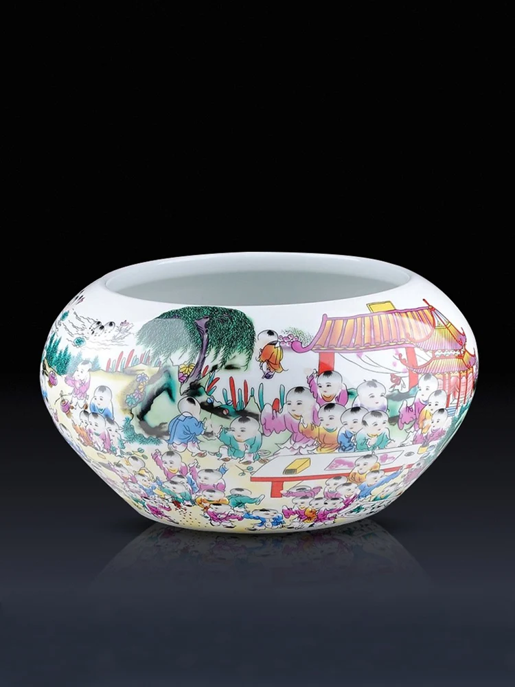 

Jingdezhen Ceramics China Craft Supplies Best Handmade Traditional Craft Creative Home Snow Scene Shallow Water Storage Tank 16