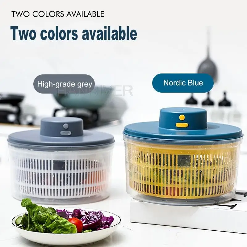 3L Electric Vegetables Dryer Salad Spinner Dehydrator Multifunction Fruits Washing Draining Basket USB Charing Kitchen Drainer 2