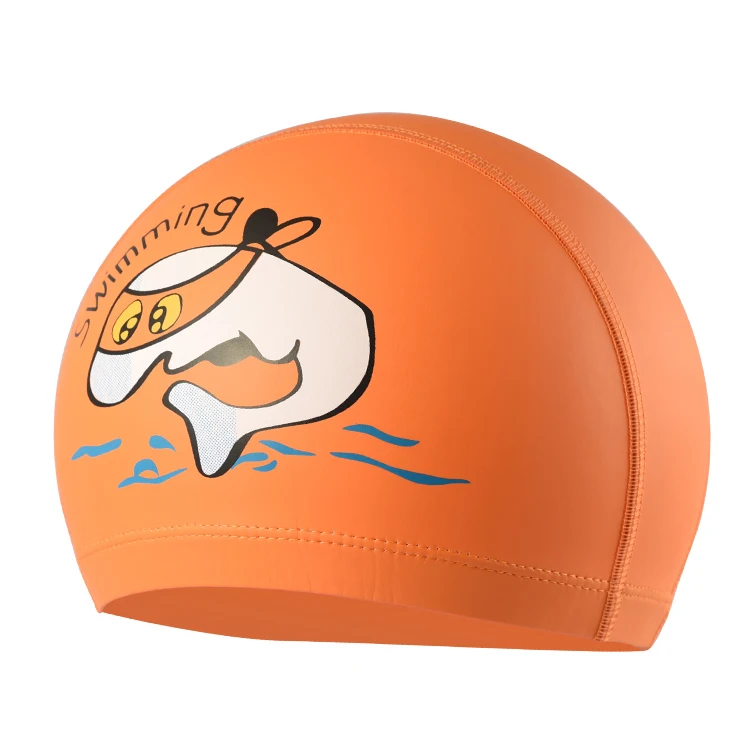 

Cute Children Cartoon Swimming Cap PU Material colorful Baby Diving hat Waterproof Swimming kids swim Pool hats Ear Protector