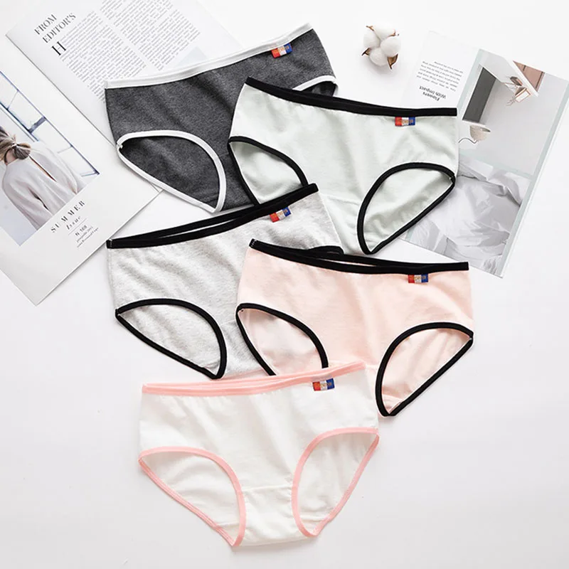 Трусы женские хлопковые 100% хлопок девушки средняя талия студенческие трусы