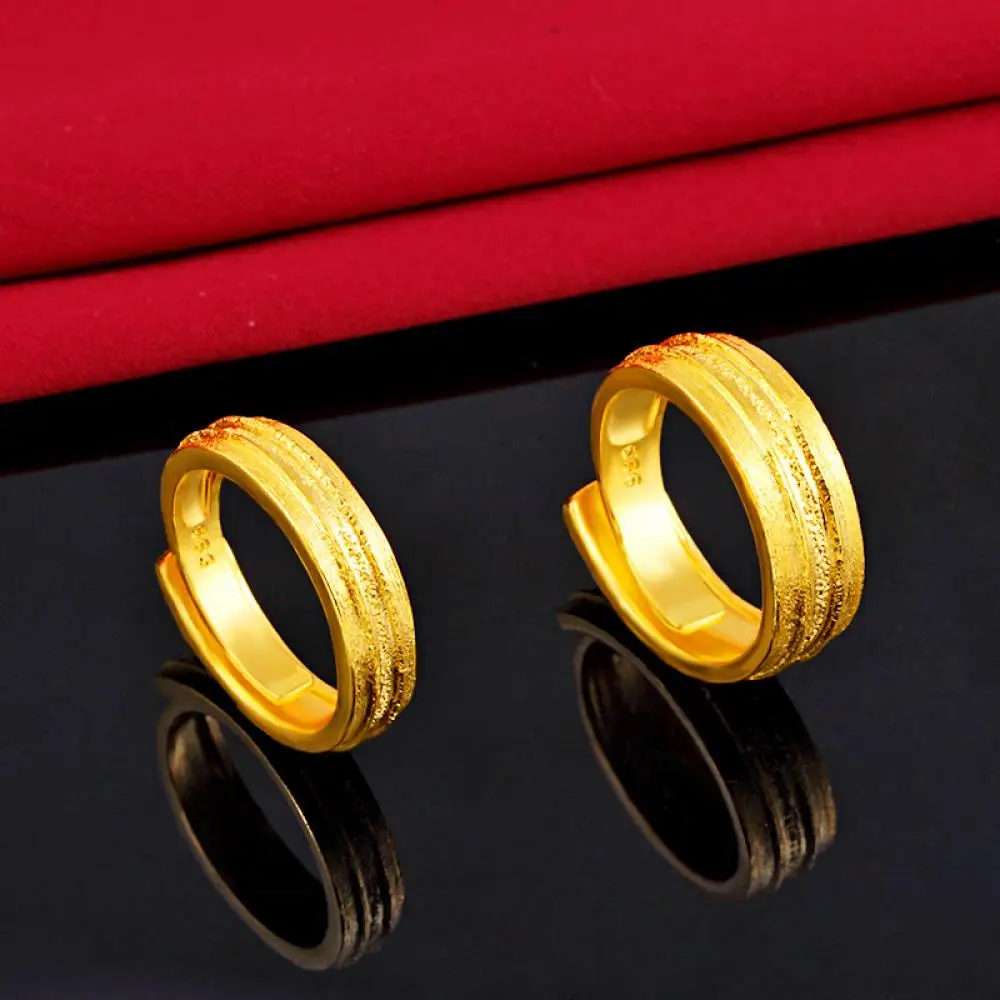 

Vietnam Sand Gold Couple Ring Opening Adjustable Ring Imitation Gold Jewelry Ring Wholesale 24K Gold Color