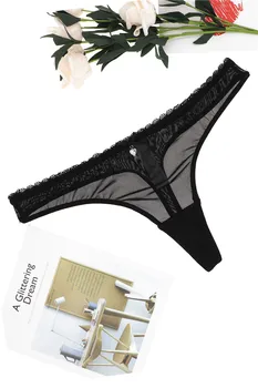 CYHWR Women's Sexy Sheer Panties Thong Mesh G-Strings Low Rise Brief Underwear, 3-Pack 4