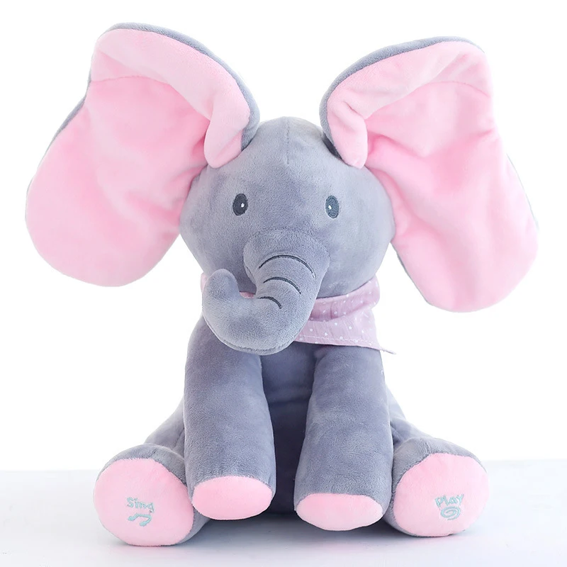 

30cm Stuffed Animal Plush Toy Elephant Doll Play Electric Music Education Birthday Christmas Thanksgiving Gifts for Children
