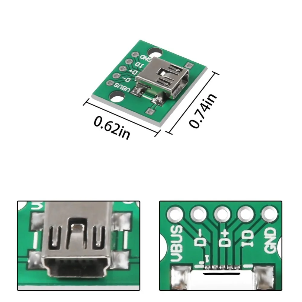 USB коннектор для платы Micro Mini штекер 2 0 гнездо интерфейс к 54 мм DIP PCB конвертер