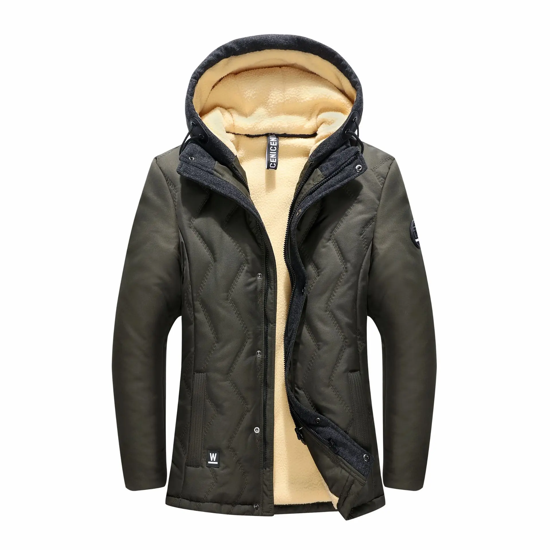 Men's Cotton-padded Clothes Winter Thick Warm Casual Plus Velvet Fur Collar | Мужская одежда
